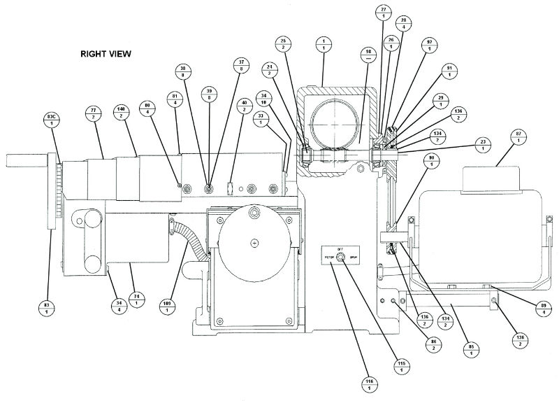 Brake Lathe Parts Breakdown, for Accuturn model 8922, Right View